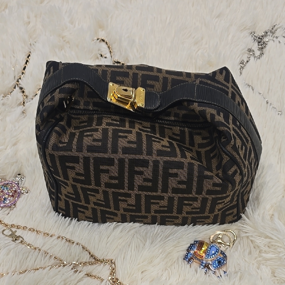 Fendi Vintage Vanity Zucca Print  Monogram Bag